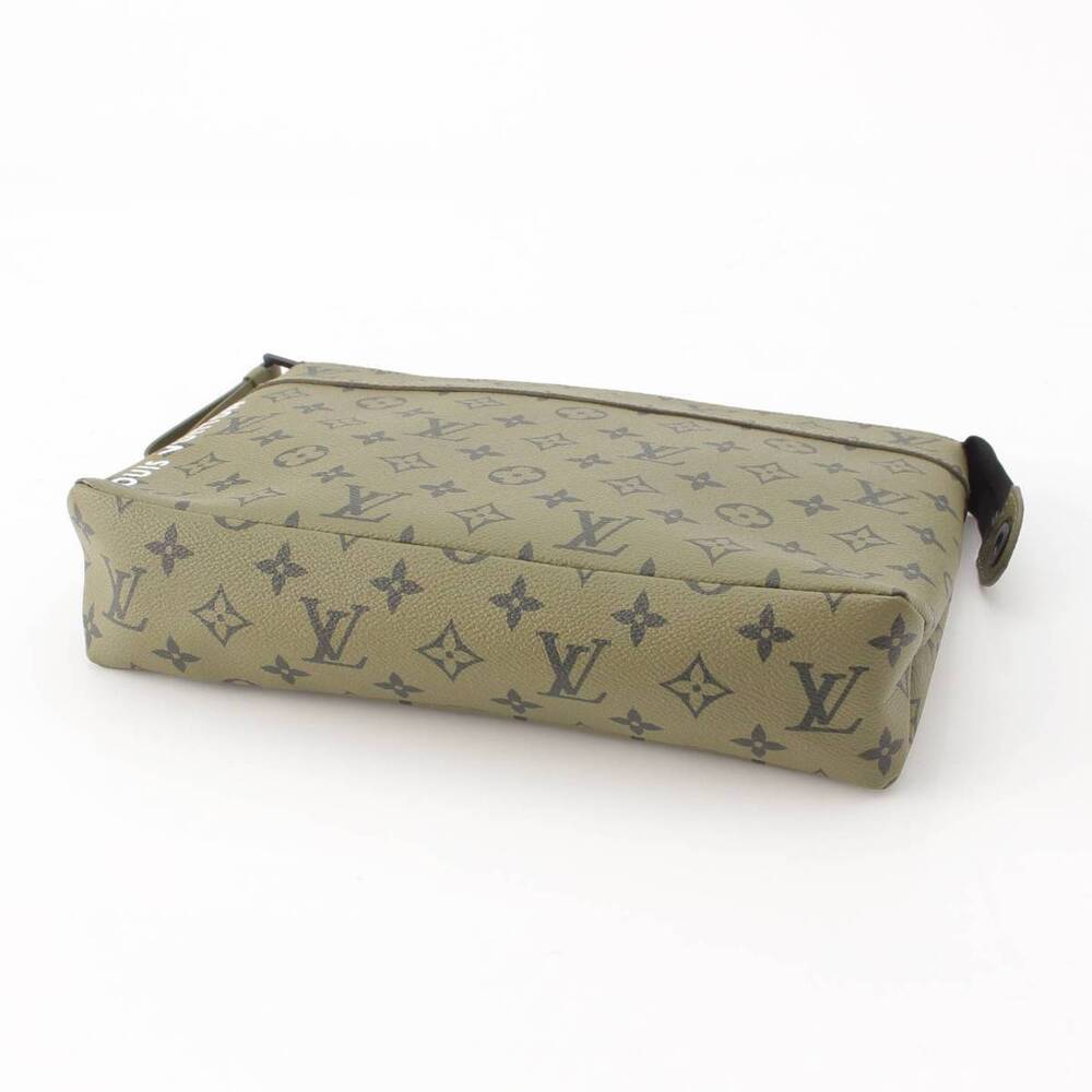 Louis Vuitton Khaki Monogram Souple Clutch Bag Green Brown Pochette Voyage - Picture 5 of 8